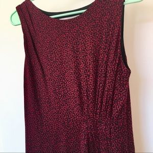 Loft Like New Dress Red/Black Leopard Print Size M